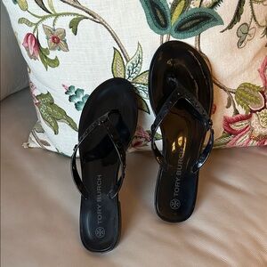 Tory Burch Glossy Black Sandals